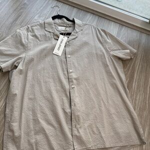 Blend- Men's Short-Sleeve Seersucker Shirt - Light Taupe